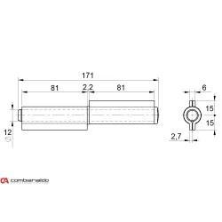 Pánt dvojdielny 170mm Pánt dvojdielny 170mm